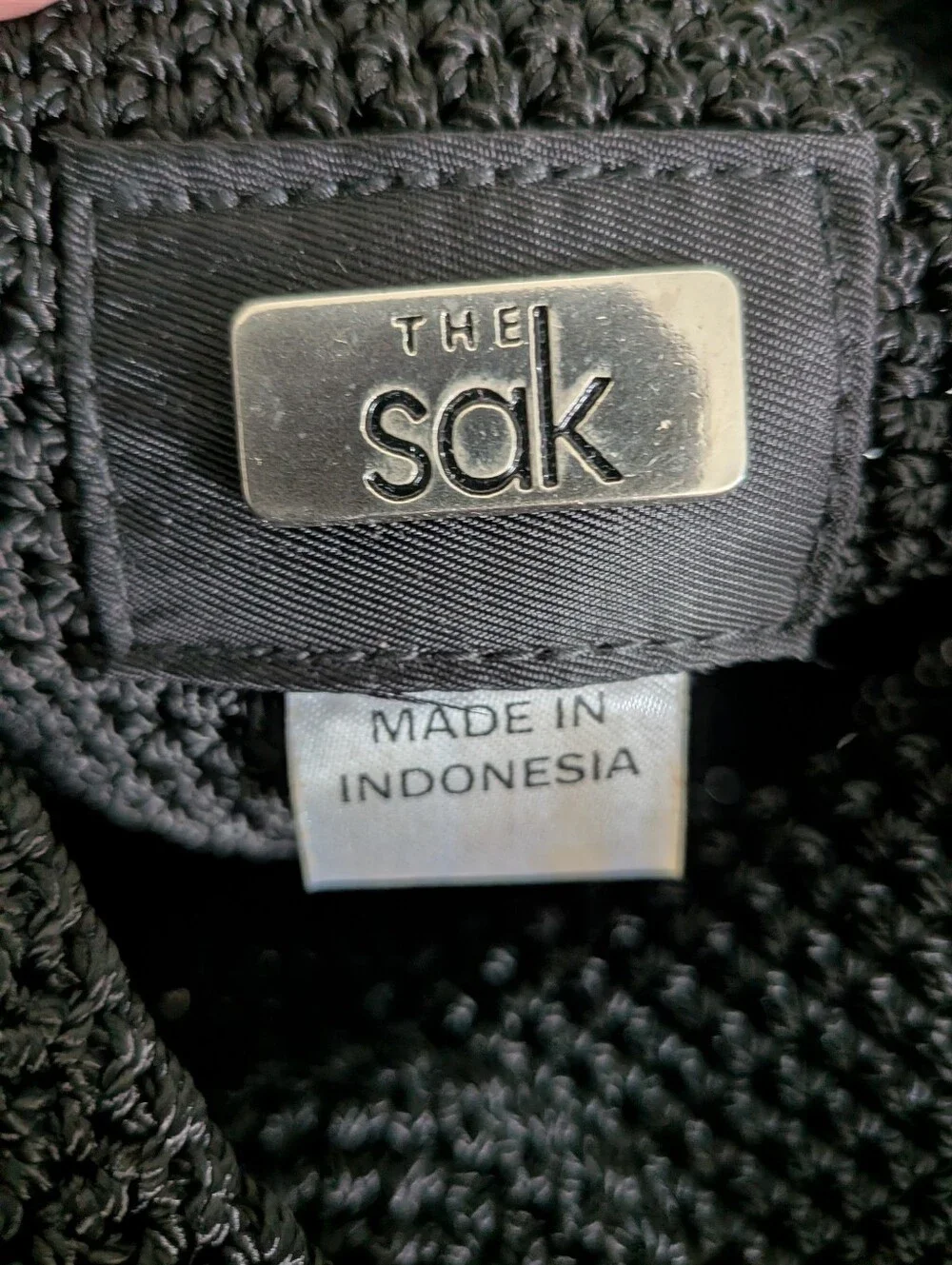 The Sak Black Crocheted Like New Hobo Bag